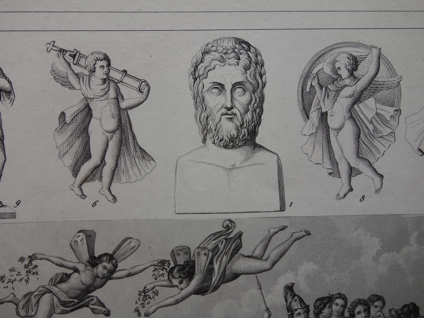 160+ jaar oude prent van Griekse en Romeinse goden Originele antieke illustratie Jupiter Zeus Europa Mars Venus vintage god religie print