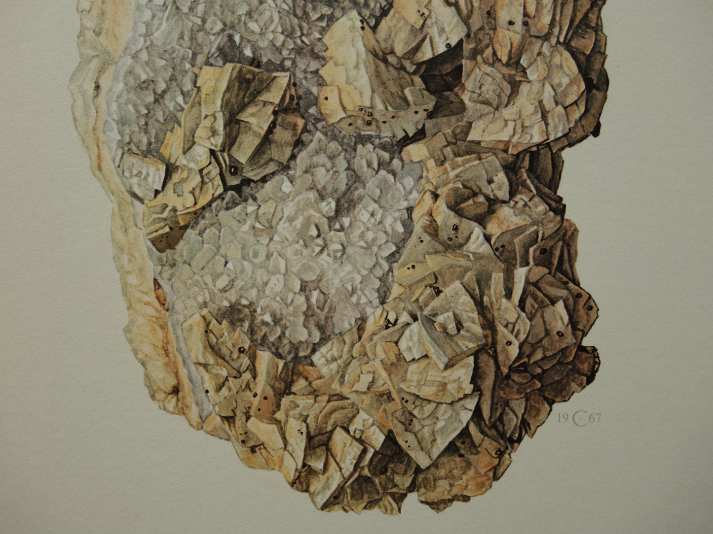 Prachtige mineralen prenten Manganiet Valentiniet Ankeriet Drie oude mineraal prints kristallen edelstenen illustratie set 3 prenten