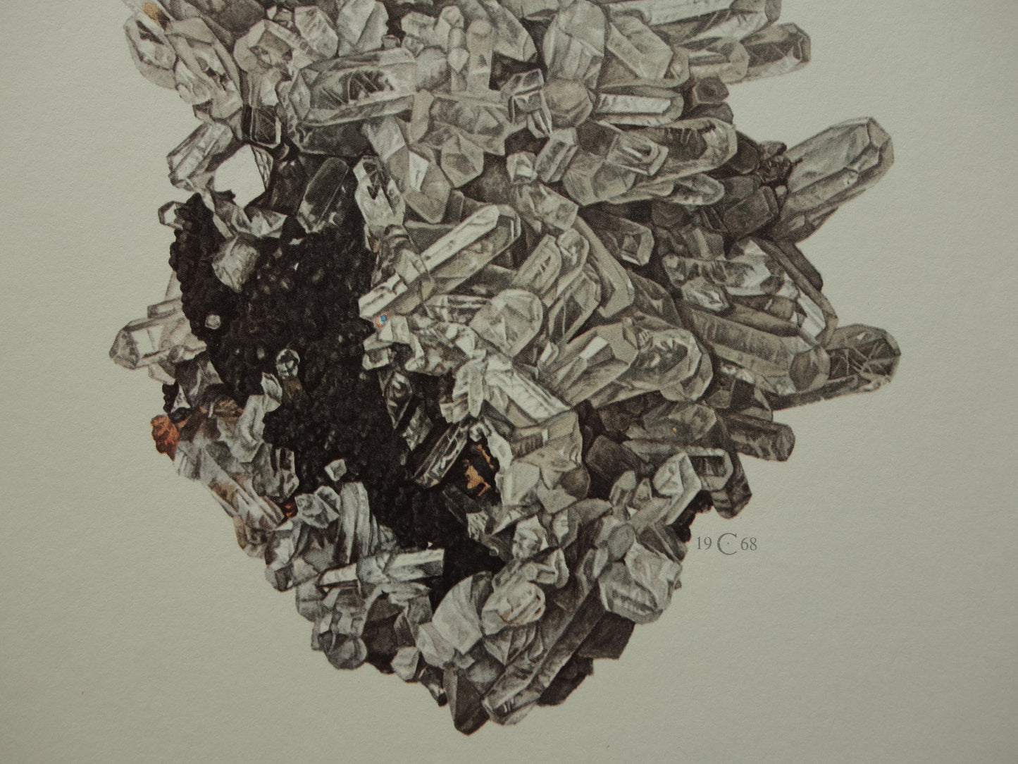 Set van 3 vintage mineralen prenten Drie oude mineraal prints kristallen edelstenen illustratie