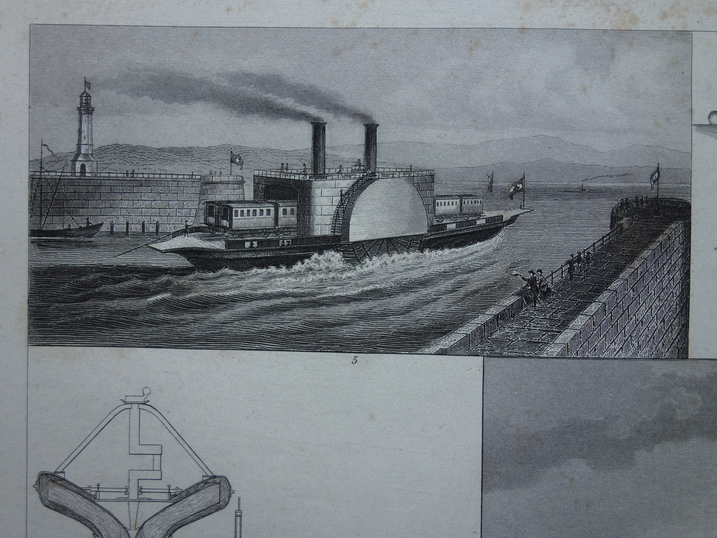 Scheepvaart oude prent van historische schepen originele antieke print maritieme geschiedenis vintage prints nr. 25