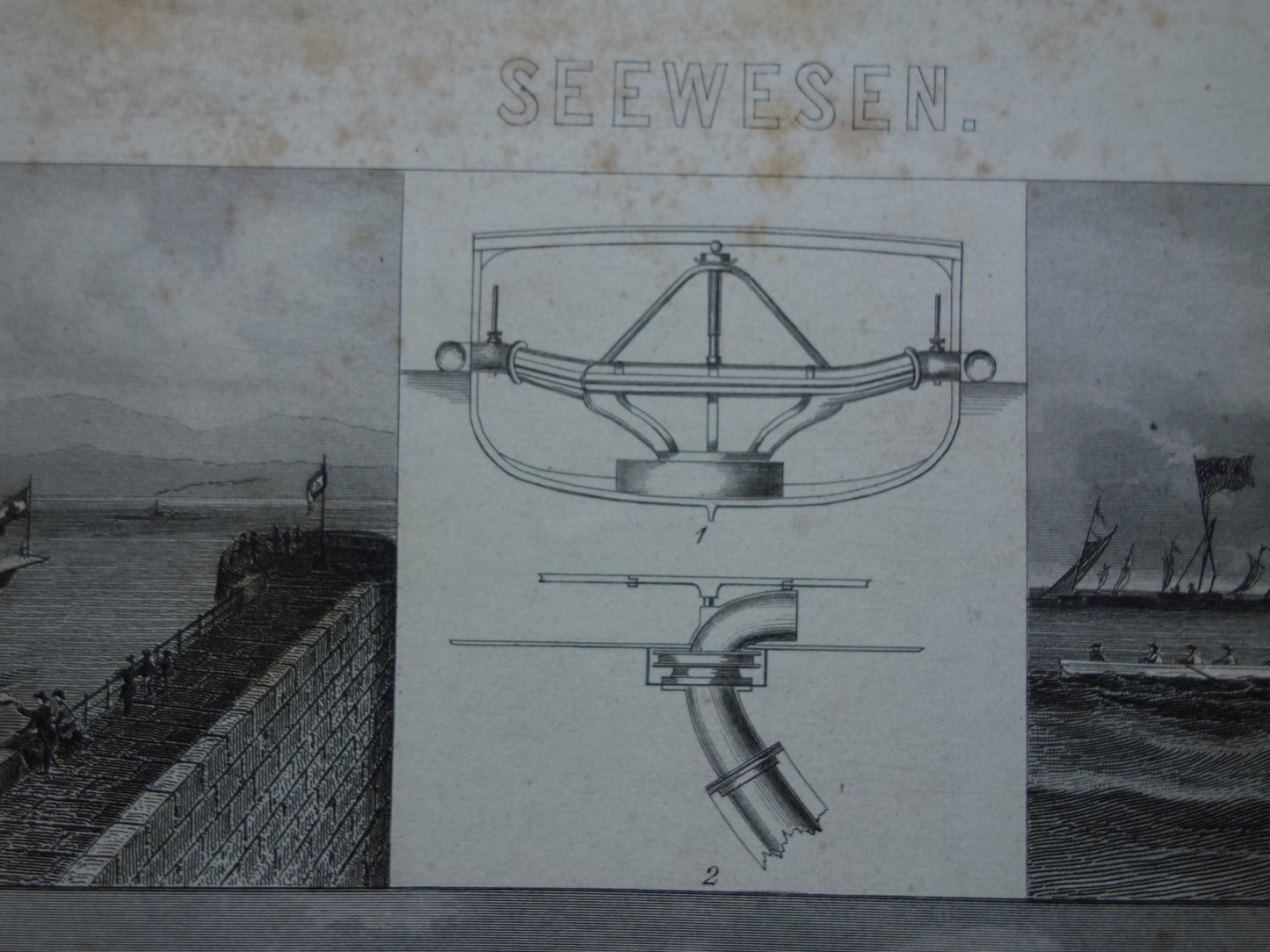Scheepvaart oude prent van historische schepen originele antieke print maritieme geschiedenis vintage prints nr. 25