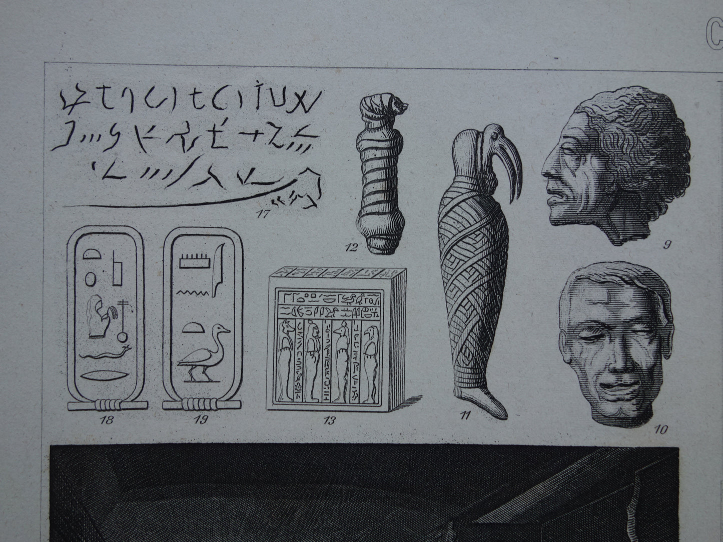 Old print about Egyptian civilization 1870 original antique illustration Egypt in ancient times - Egyptology history prints