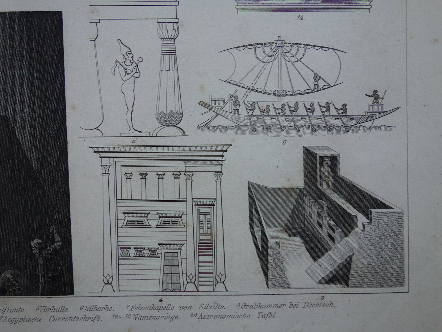 Old print about Egyptian civilization 1870 original antique illustration Egypt in ancient times - Egyptology history prints