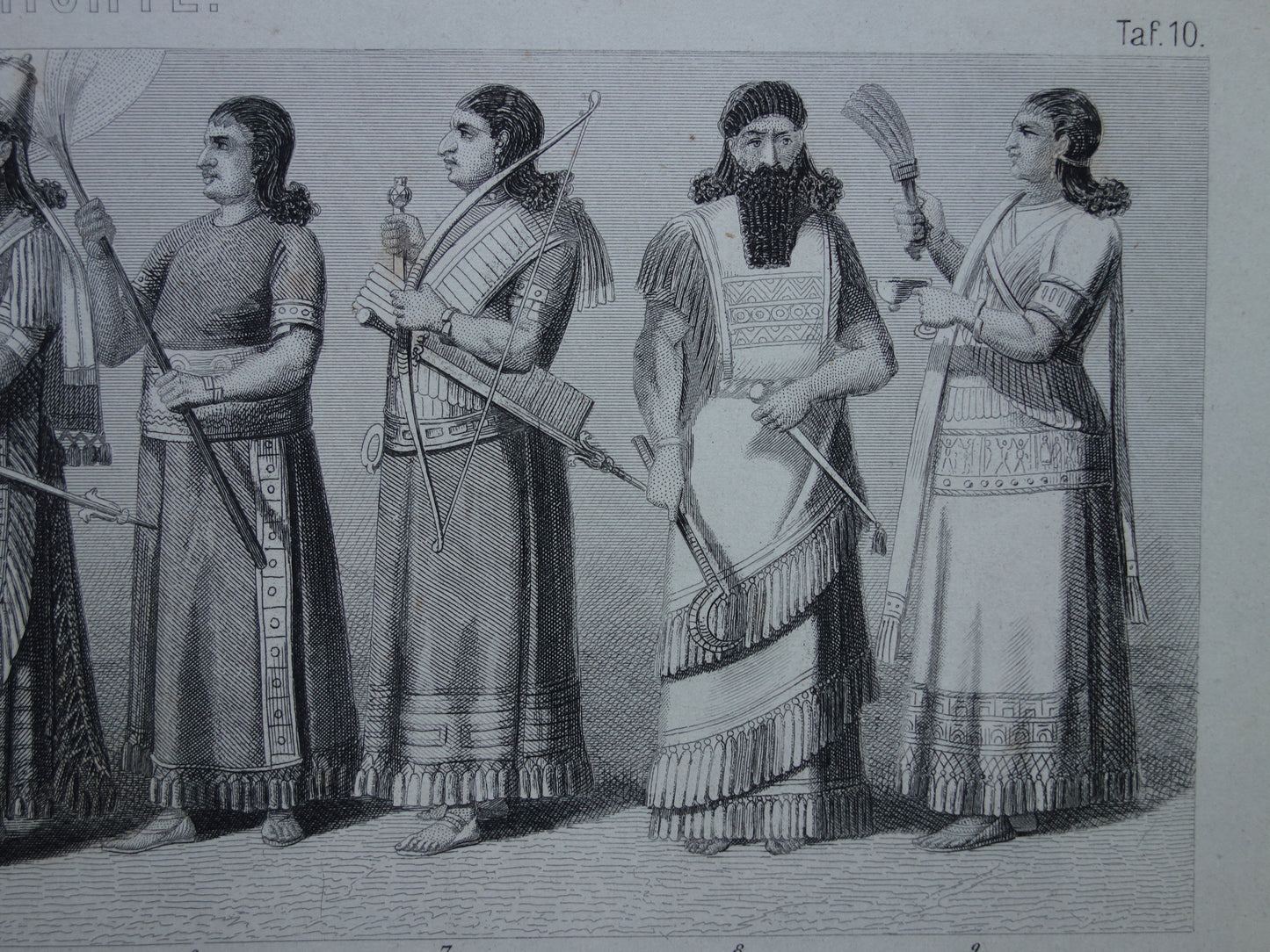Oude prent over Assyrië Perzië 1870 originele antieke geschiedenis illustratie Meden en Perzen prints