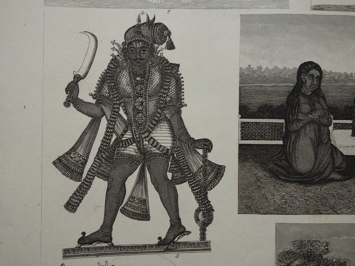 Oude prent over Oosterse religies 1870 originele antieke illustratie Hindoe goden Brahma Vishnoe Shiva vintage print Hindoeïsme