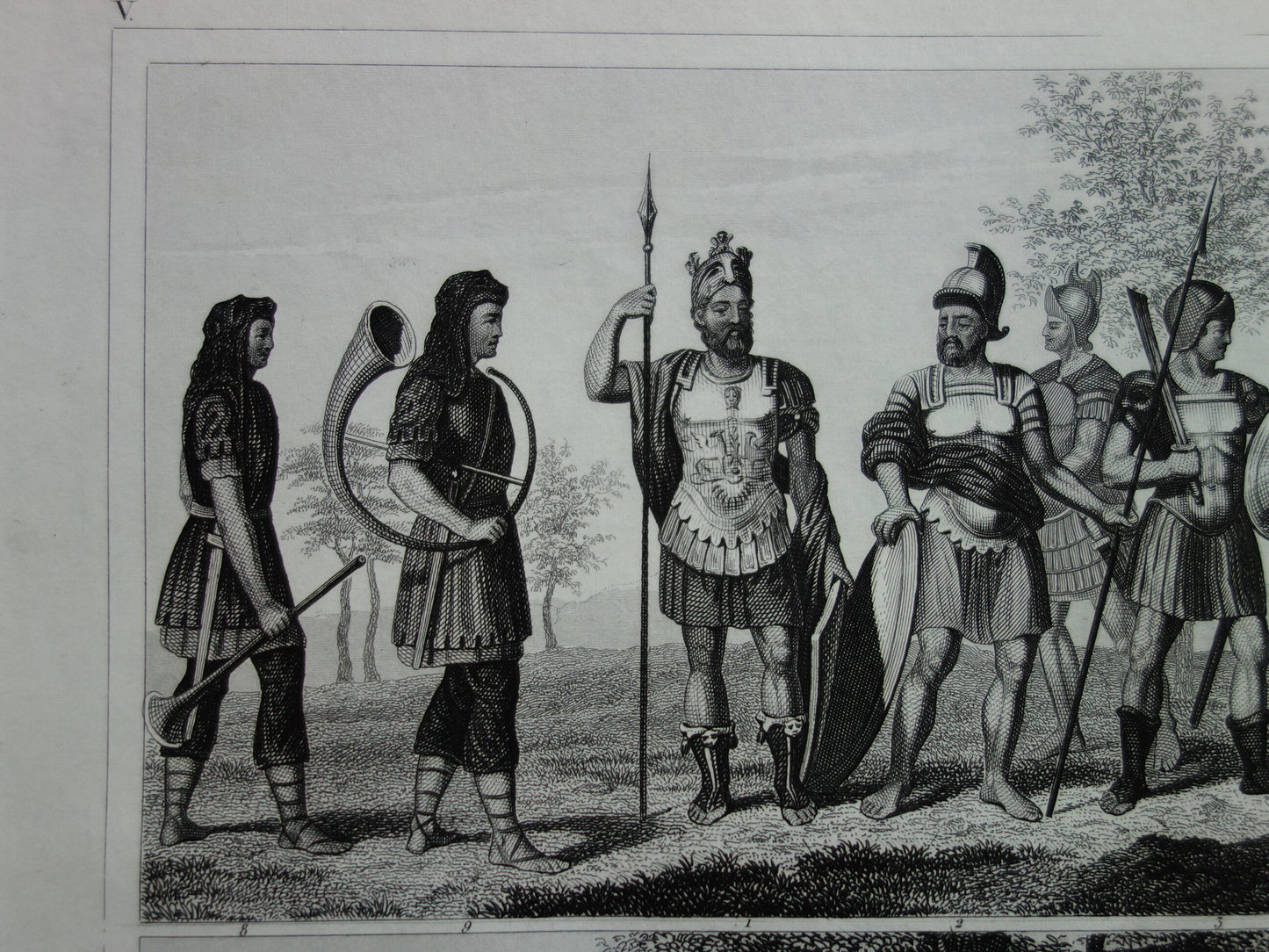 Romeinse Leger Oude Prent 1856 Originele Antieke Illustratie Infanterie Romeinen - Militaria Print