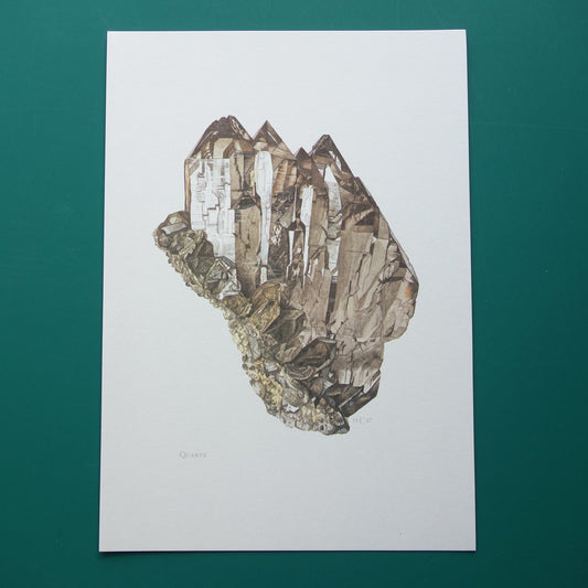 KWARTS vintage mineraal prent uit 1967 Oude Mineralen Edelstenen Illustratie Kwarts Muurdecoratie Mineralogie Kristal SiO2