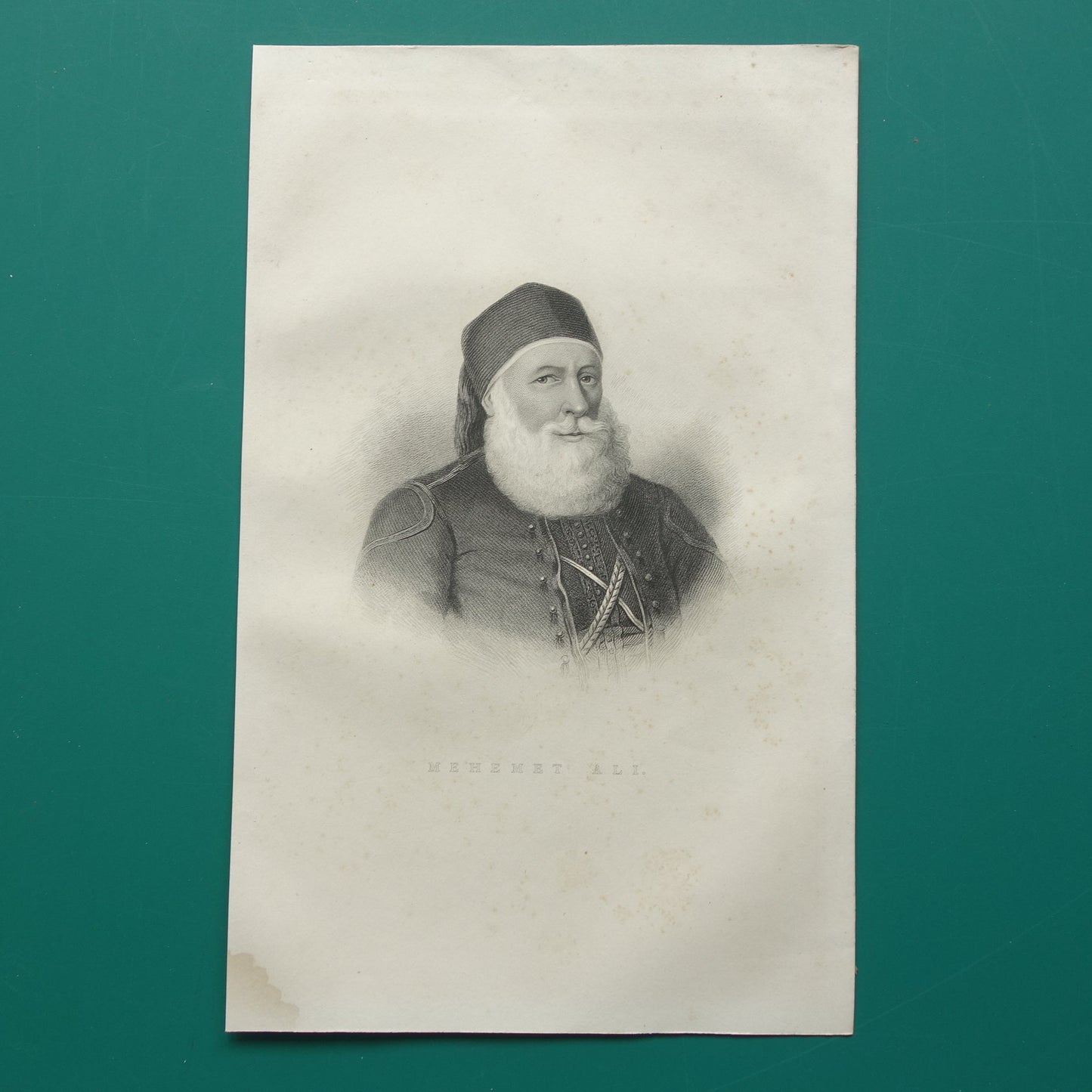 Mohammed Ali of Egypt portrait old print 1860 original antique engraving