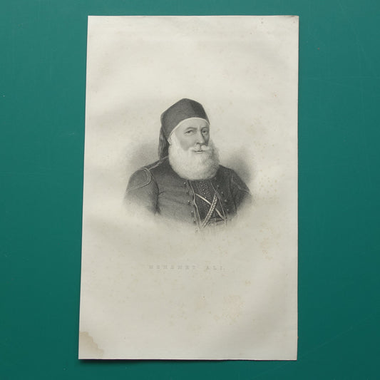 Mohammed Ali of Egypt portrait old print 1860 original antique engraving