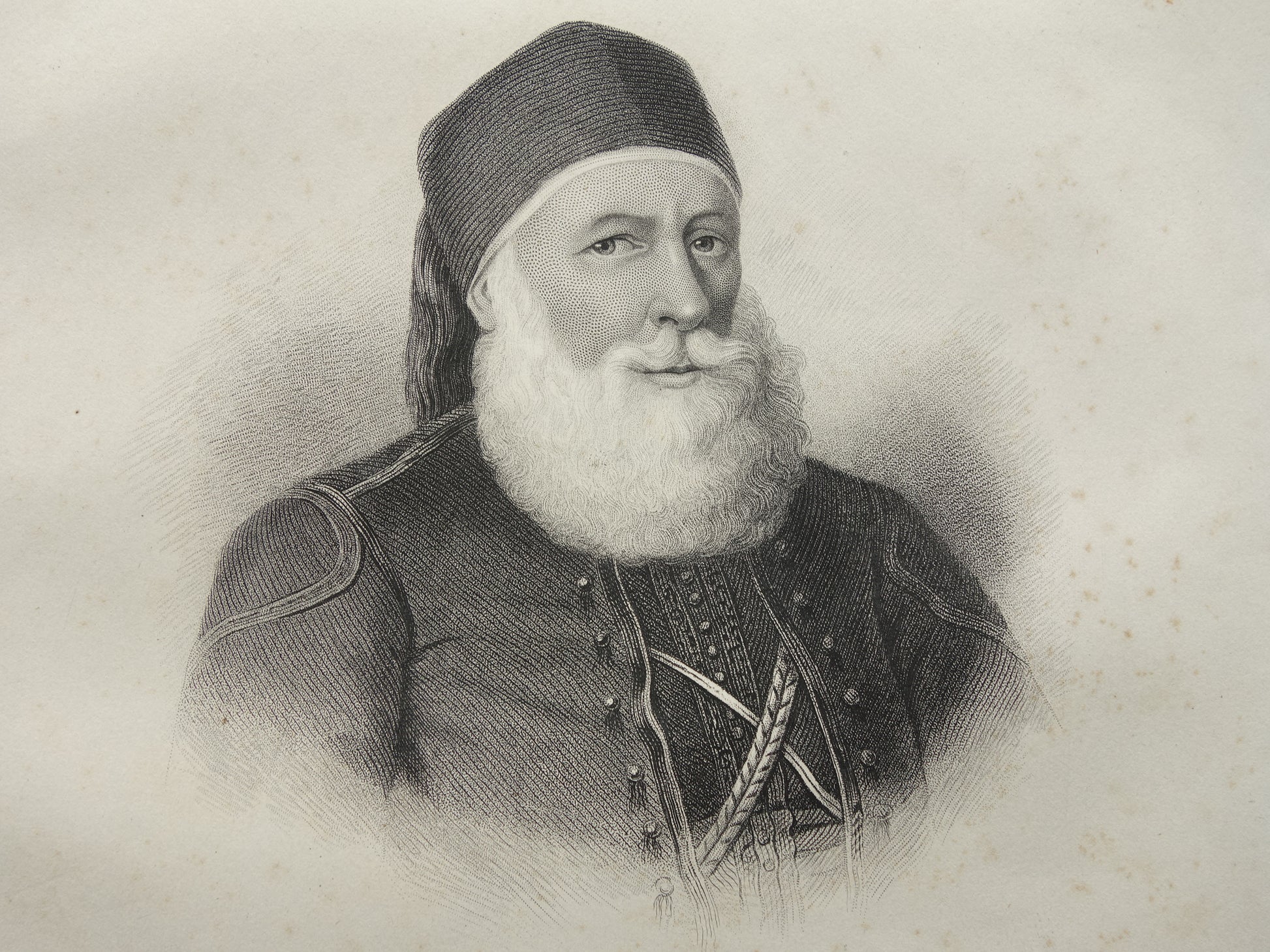 Mohammed Ali van Egypte portret oude prent 1860 originele antieke gravure