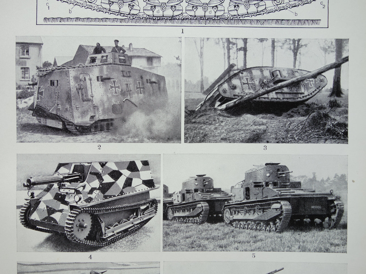 TANKS Oude Prent uit 1938 Originele vintage Nederlandse illustratie Militaire Voertuigen Tank Kleine print Vechtwagen