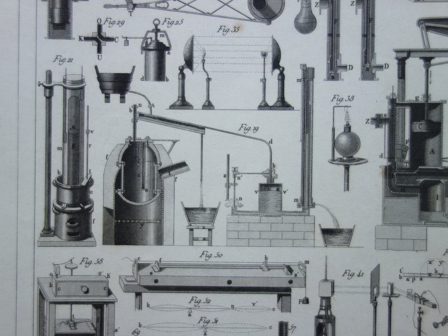 Old technology print antique poster illustration scientific instruments laboratory physics gas fluid thermodynamics pumps pneumatics