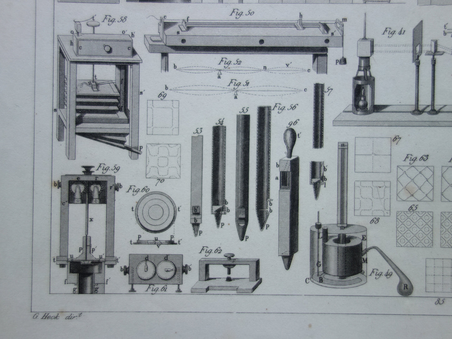 Old technology print antique poster illustration scientific instruments laboratory physics gas fluid thermodynamics pumps pneumatics