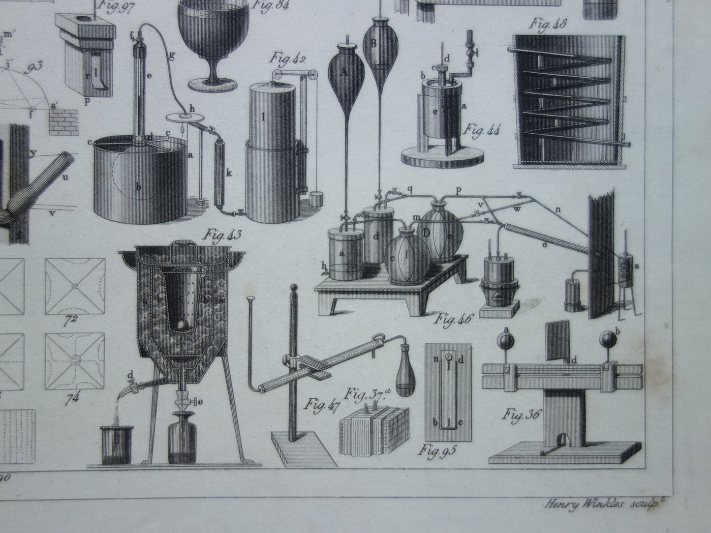Old technology print antique poster illustration scientific instruments laboratory physics gas fluid thermodynamics pumps pneumatics