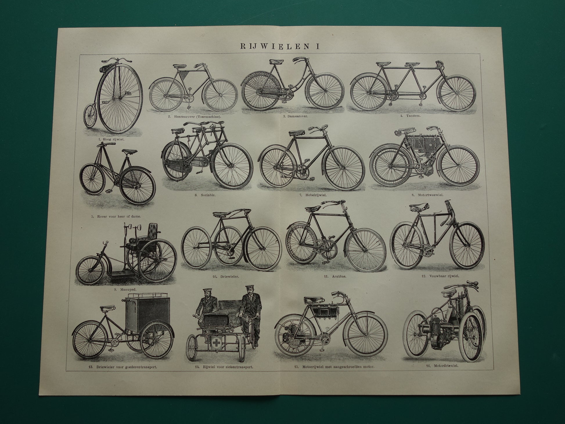 FIETSEN antieke illustratie uit het jaar 1921 over de fiets originele oude print rijwielen prent