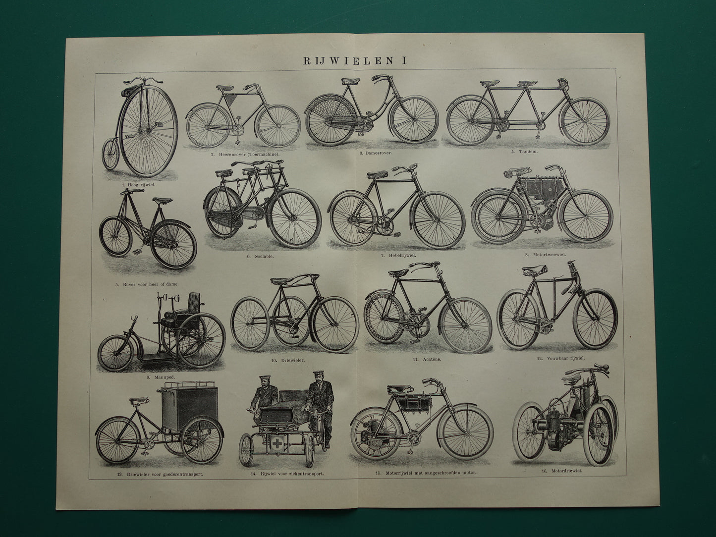 FIETSEN antieke illustratie uit het jaar 1921 over de fiets originele oude print rijwielen prent