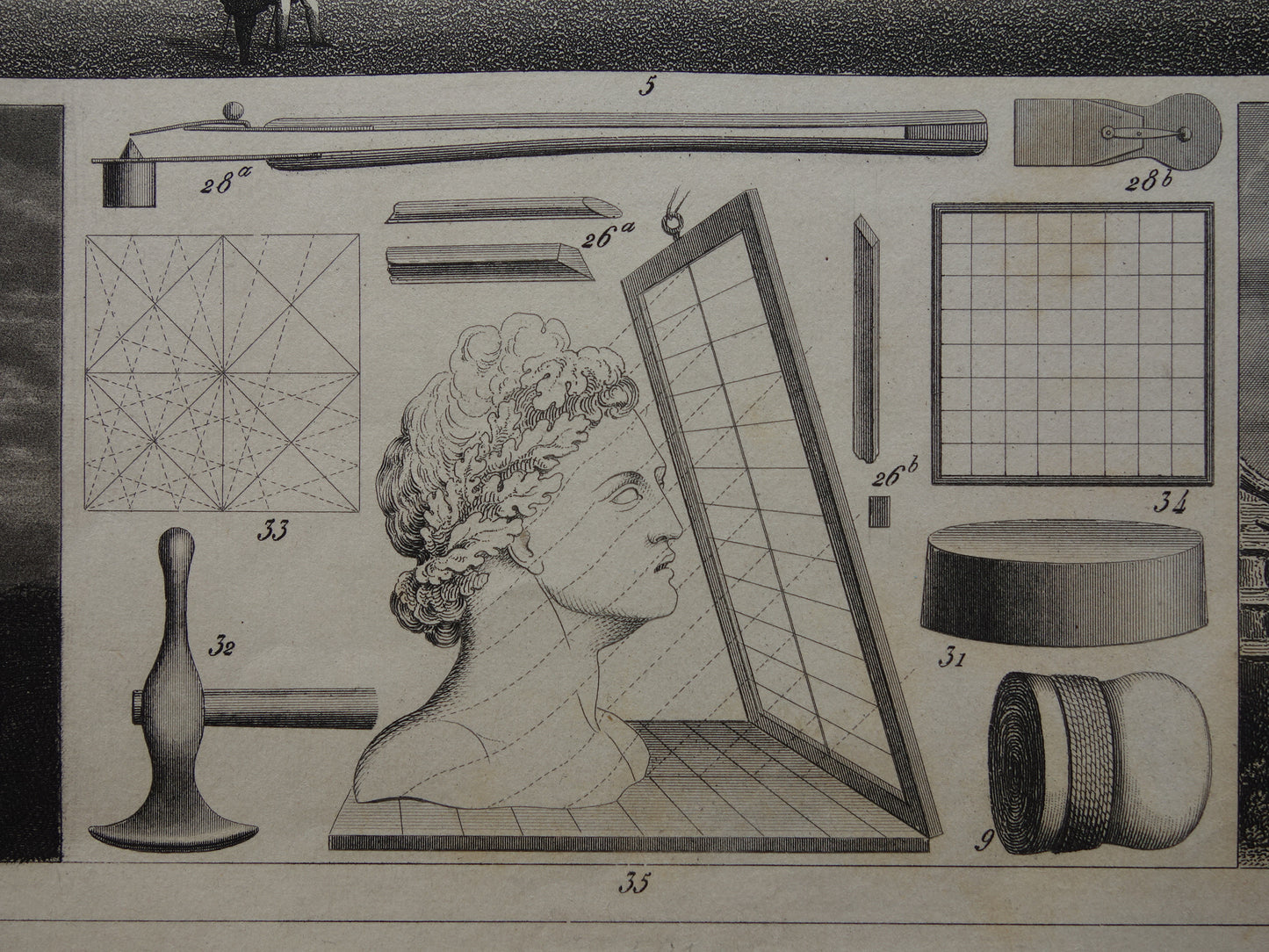 Druktechnieken antieke prent over gravures aquatint mezzotint en instrumenten graficus - 175+ jaar oude technologie print drukkerij