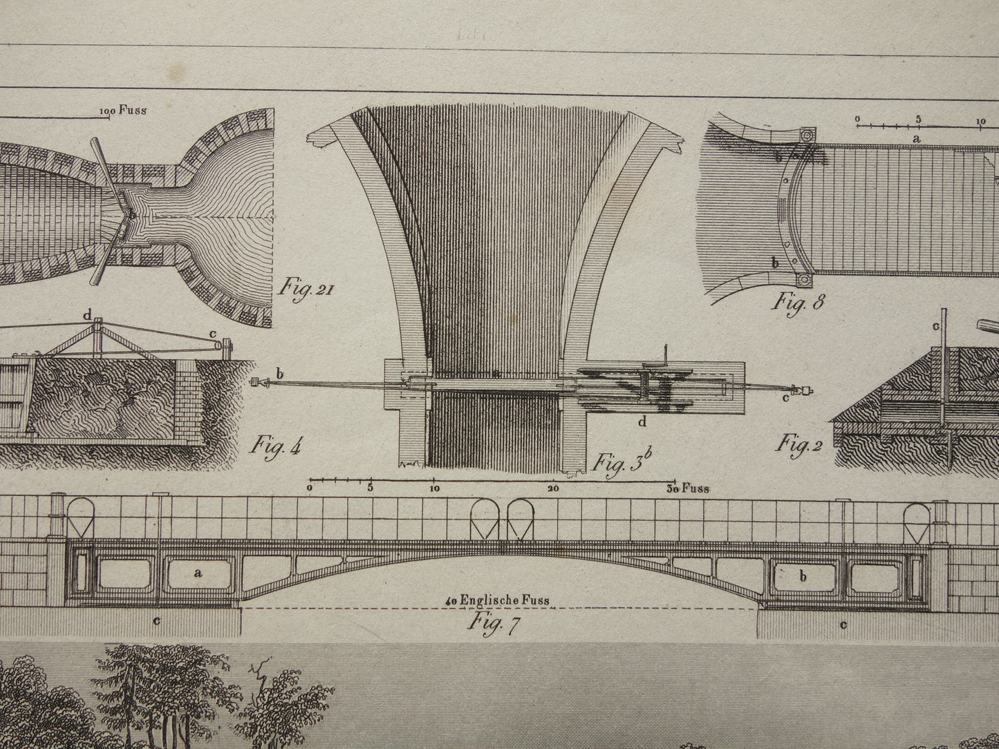 Über 170 Jahre alter Technologiedruck über Kanäle, antiker Wissenschaftsdruck, Kanaldamm-Wasserbau, Vintage-Drucke