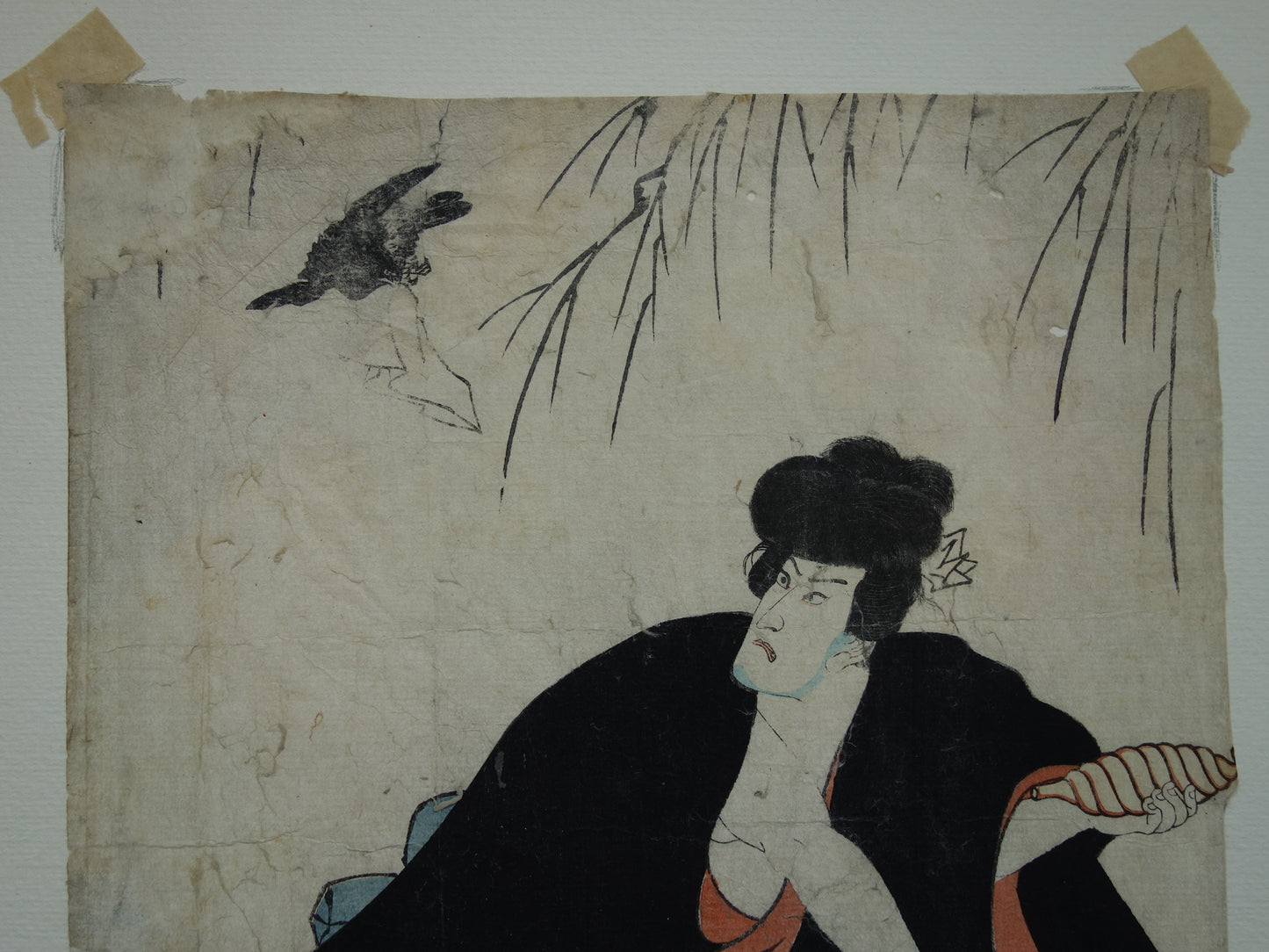 KUNISADA Oude Japanse prent van een acteur Originele vintage houtsnede ukiyo-e