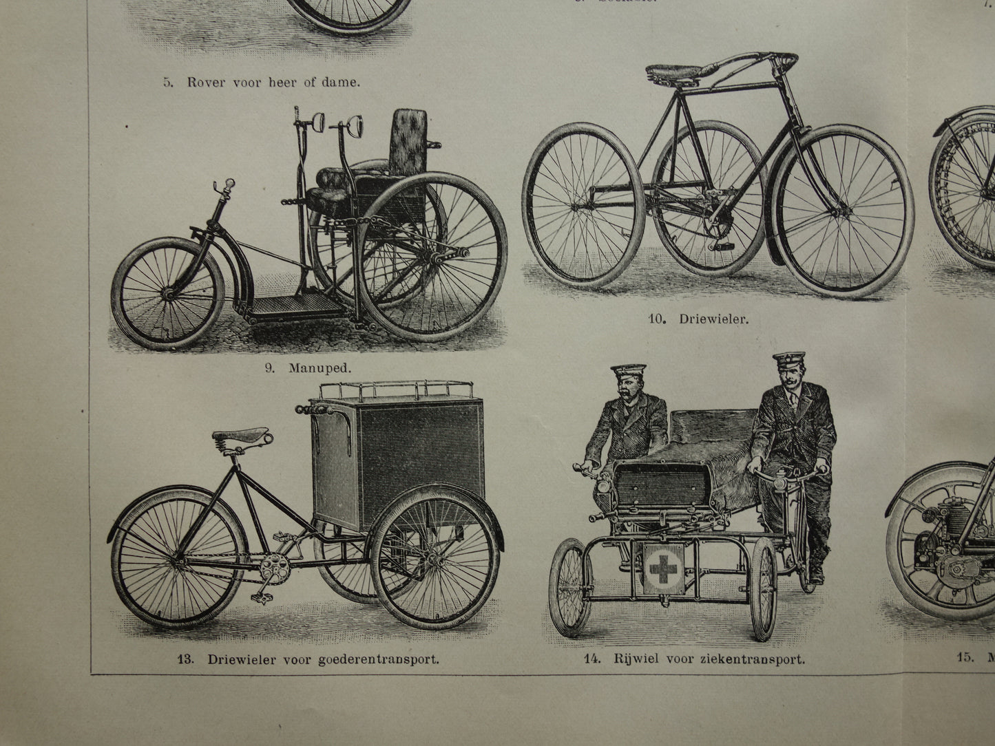 FIETSEN antieke illustratie uit het jaar 1921 over de fiets originele oude print rijwielen prent