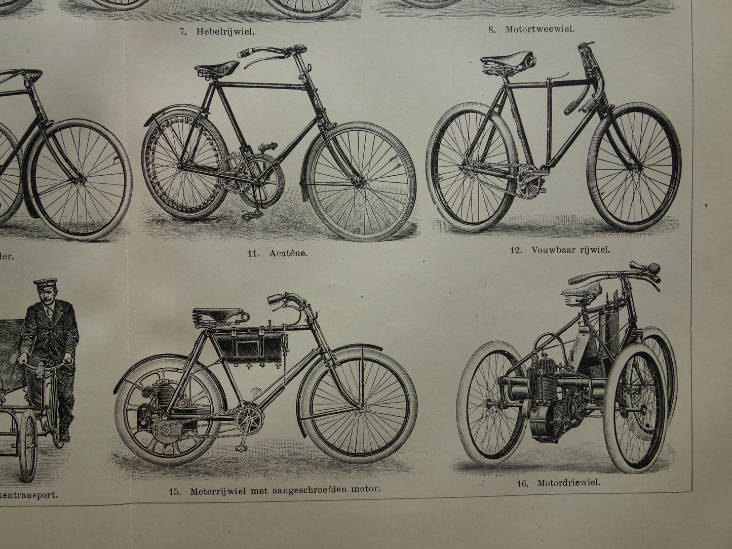 FIETSEN antieke illustratie uit het jaar 1921 over de fiets originele oude print rijwielen prent