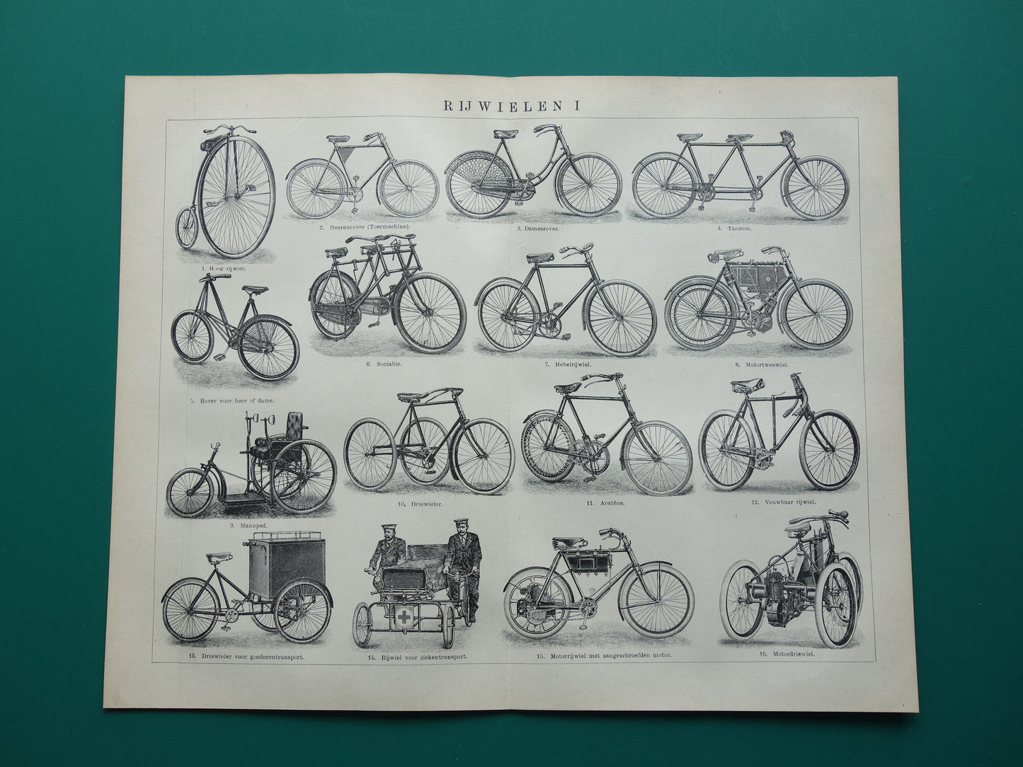 FIETSEN antieke illustratie uit het jaar 1921 over de fiets originele oude print rijwielen prent