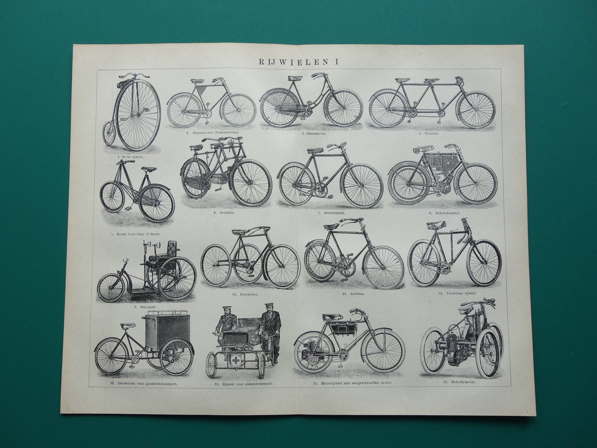 FIETSEN antieke illustratie uit het jaar 1921 over de fiets originele oude print rijwielen prent