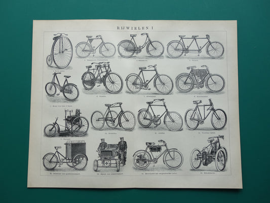 FIETSEN antieke illustratie uit het jaar 1921 over de fiets originele oude print rijwielen prent