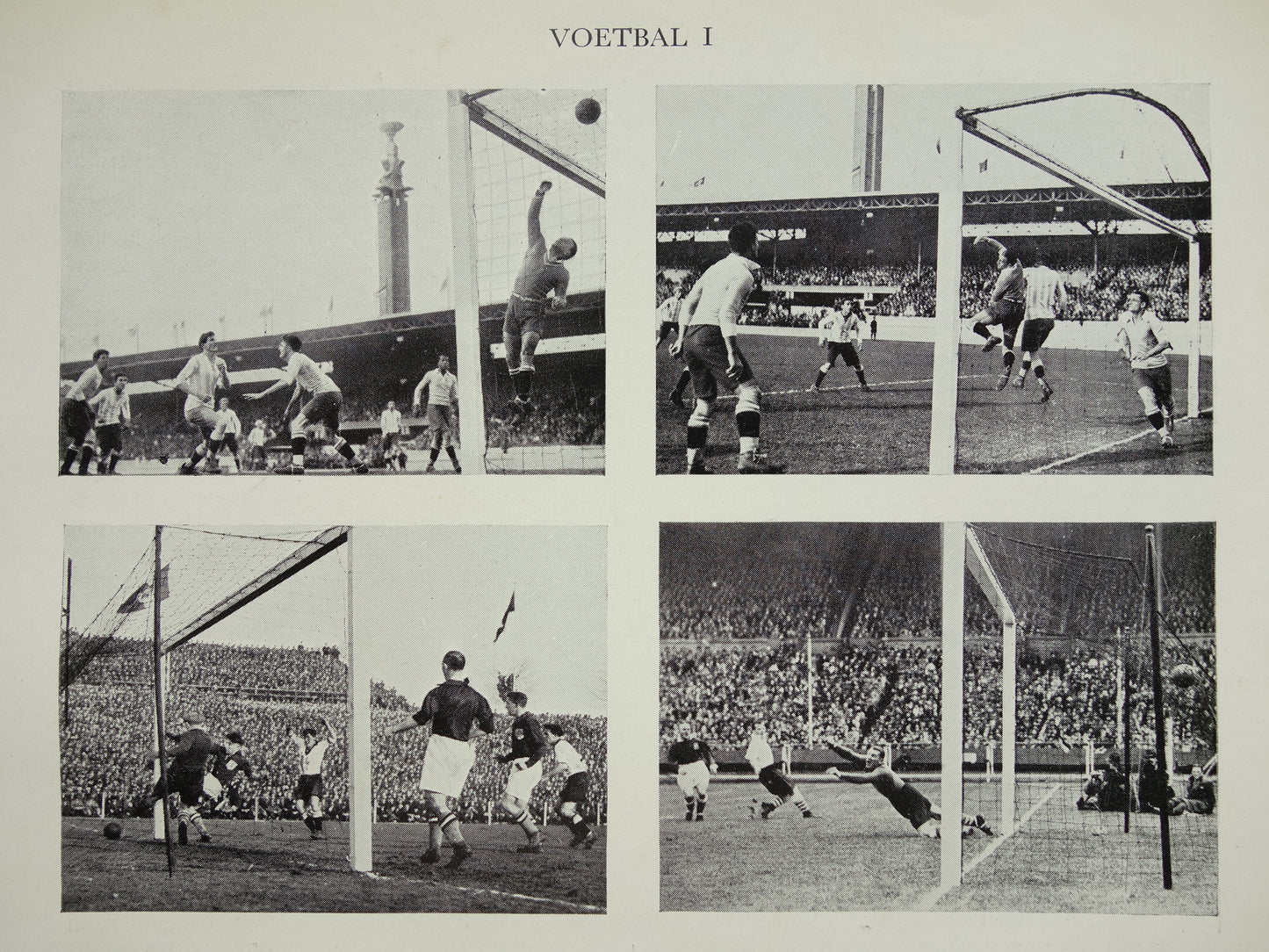 VOETBAL Oude Prent uit 1938 Originele vintage Nederlandse illustratie Voetbal Kleine print