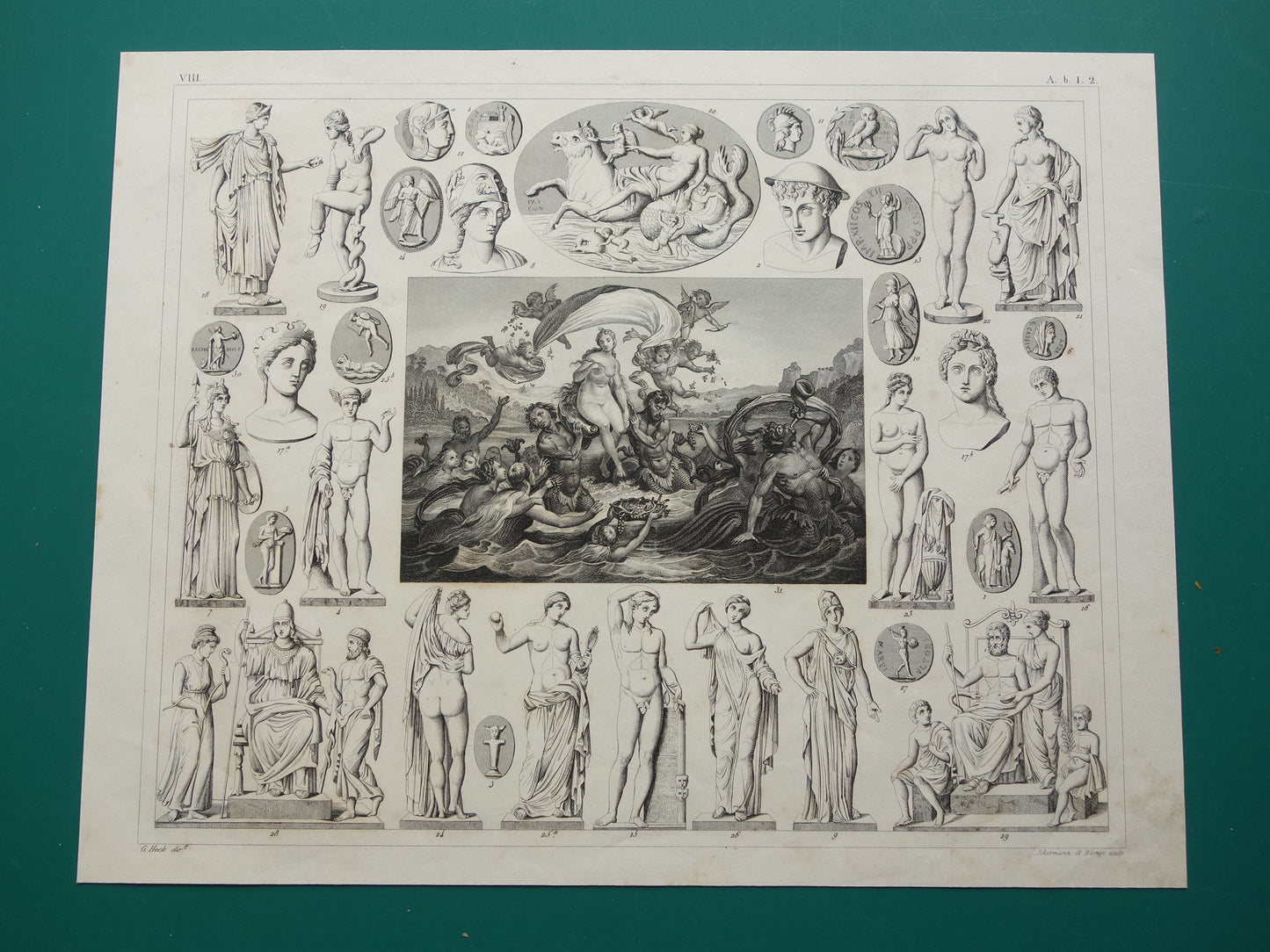 Greek and Roman Gods Antique Print Original 175+ Year Old Illustration Sculptures Minerva Diana Venus Vintage Religion Prints Antiquity