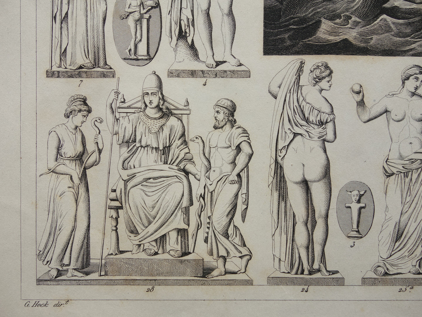 Greek and Roman Gods Antique Print Original 175+ Year Old Illustration Sculptures Minerva Diana Venus Vintage Religion Prints Antiquity