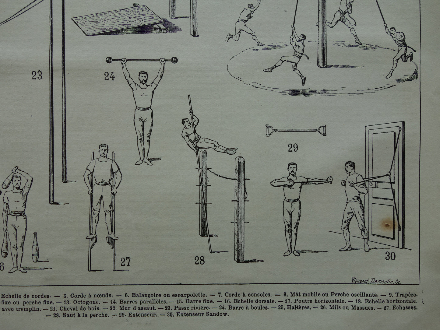 GYMNASTIEK vintage sport illustratie - originele antieke prent atleten gymnasten - fitness oude print