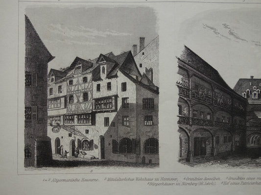 ARCHITECTURE Old print about 1870 original antique illustration architectural history vintage prints