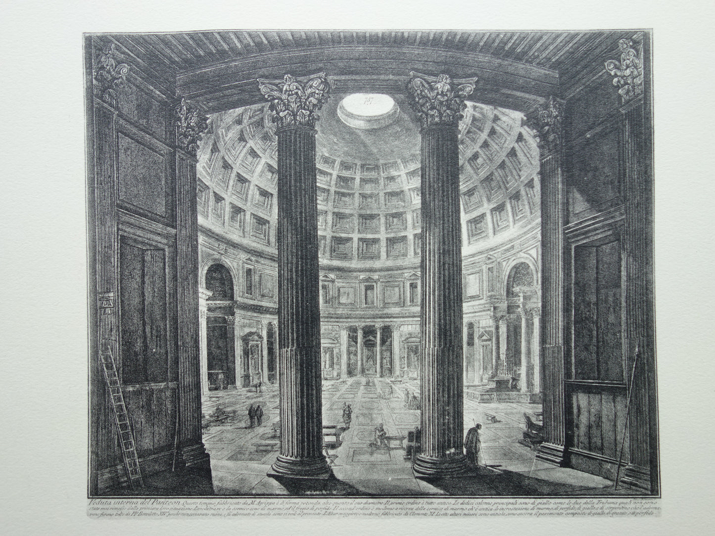 Oude prent van Pantheon Rome uit 1939 vintage facsimile gravure Piranesi uit Vedute di Roma print