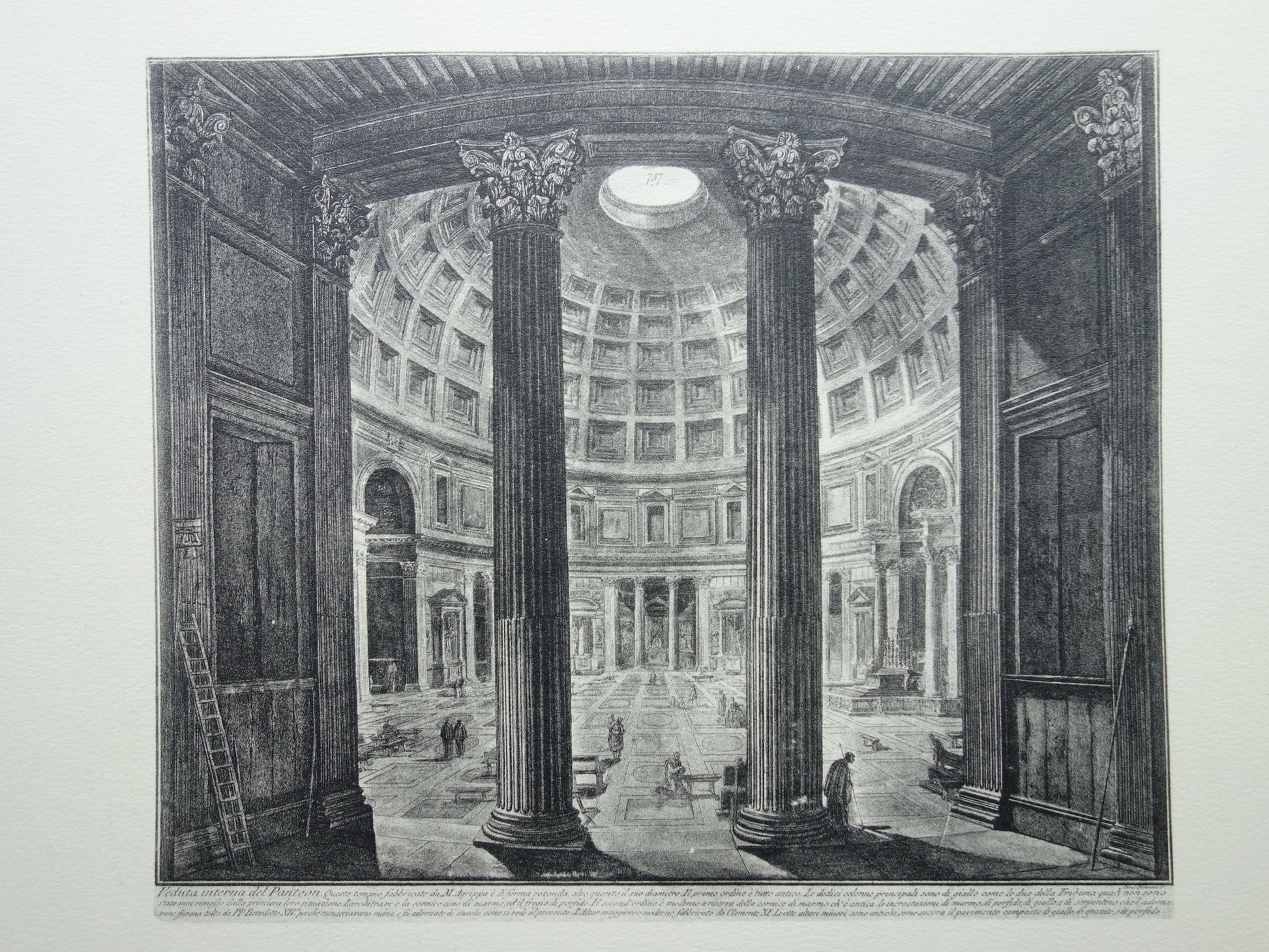 Oude prent van Pantheon Rome uit 1939 vintage facsimile gravure Piranesi uit Vedute di Roma print