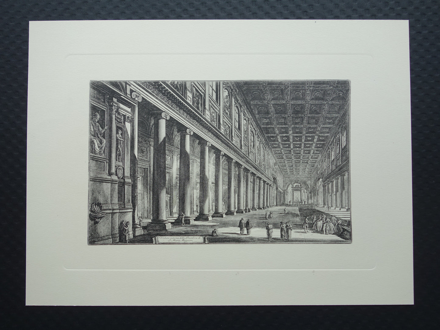 Oude prent van Basiliek van Santa Maria Maggiore uit 1939 vintage facsimile Piranesi uit Vedute di Roma vintage print gravure