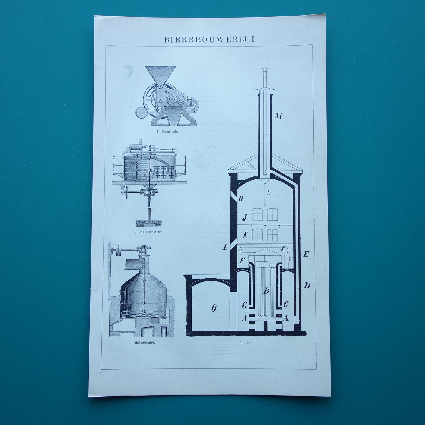 BROUWERIJ Oude Prent uit 1915 Bierbrouwerij Originele antieke Nederlandse illustratie Bier Brouwen vintage print