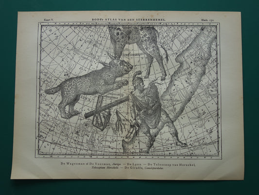 Antieke ASTRONOMIE print set van drie 3 oude sterrenkaart prints - Vintage Pegasus Auriga Boötes astrologie sterrenbeeld prints noordelijke hemel