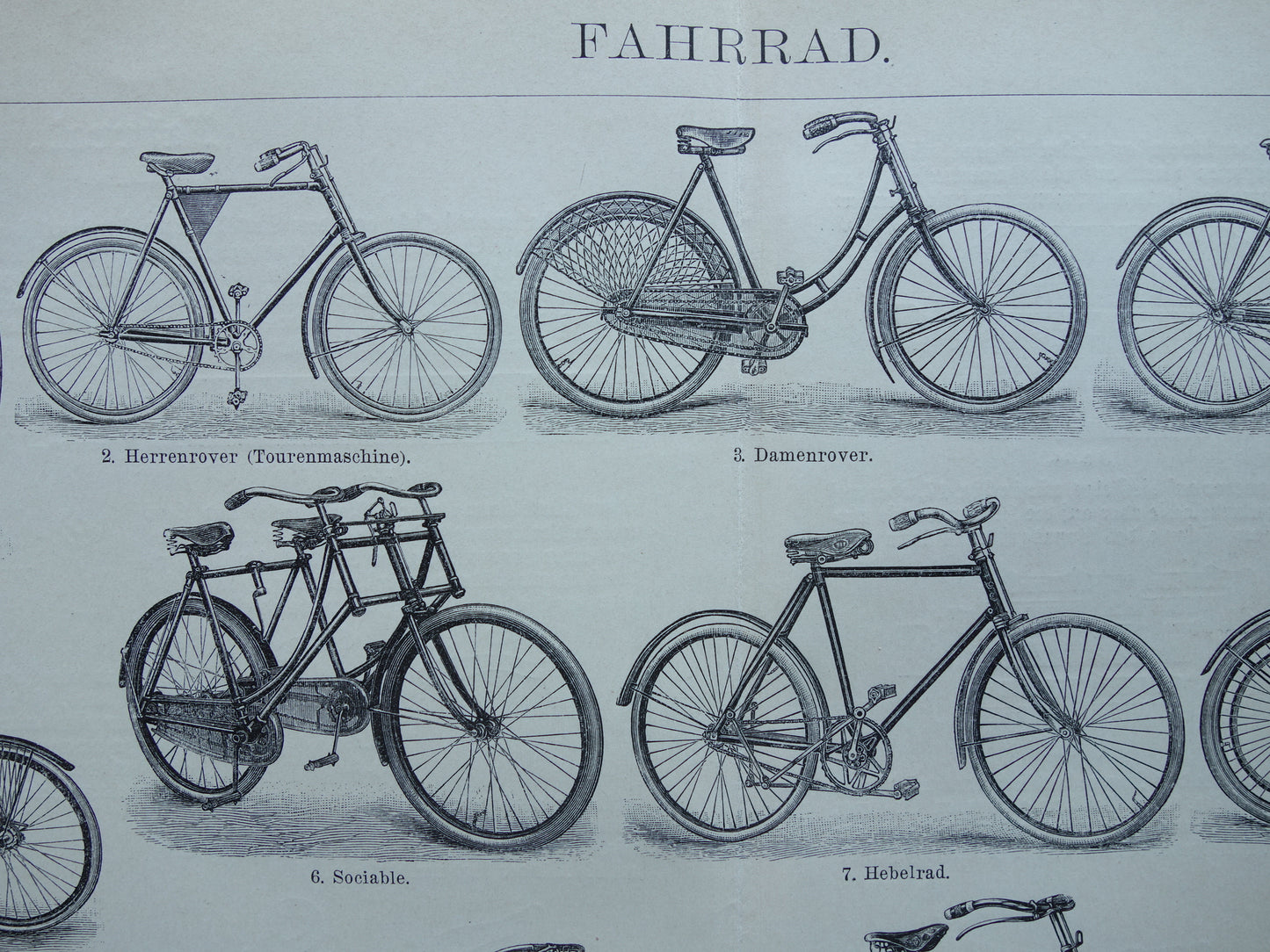 FIETSEN antieke illustratie uit het jaar 1902 over de fiets originele oude Duitse print rijwielen prent