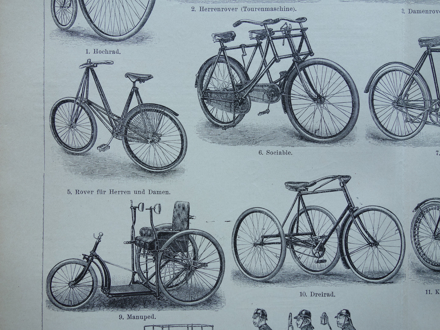 FIETSEN antieke illustratie uit het jaar 1902 over de fiets originele oude Duitse print rijwielen prent