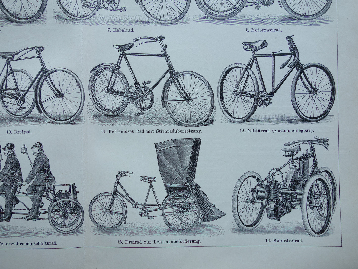 FIETSEN antieke illustratie uit het jaar 1902 over de fiets originele oude Duitse print rijwielen prent