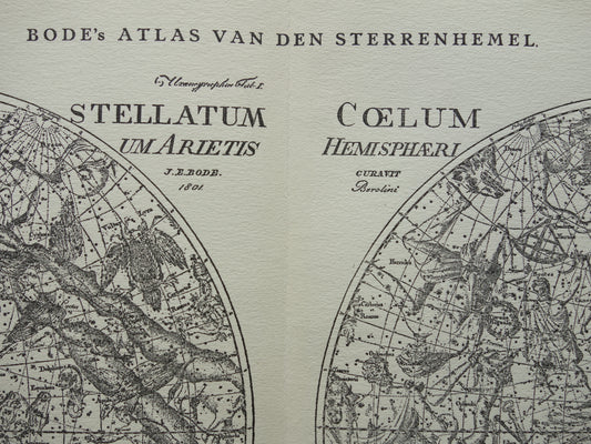 Antieke astronomie prent van de noordelijke en zuidelijke sterrenhemel 1923 originele vintage print sterrenbeelden oude astrologie print