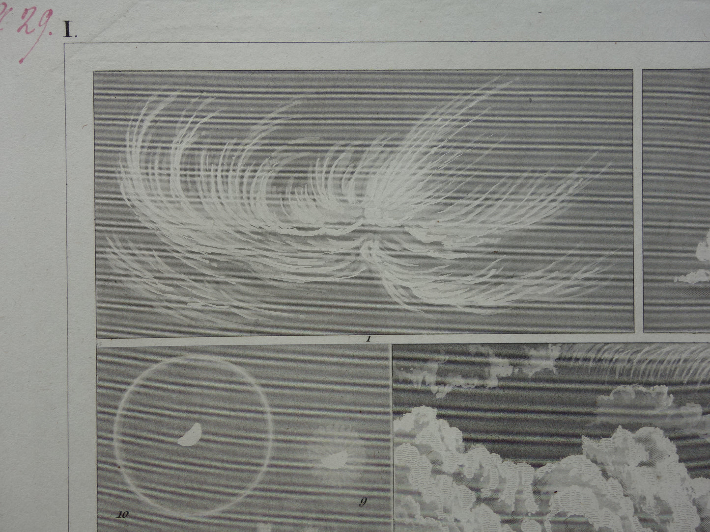 METEOROLOGIE Oude prent over zon halo wolken 1849 antieke illustratie natuurverschijnselen Originele vintage prints