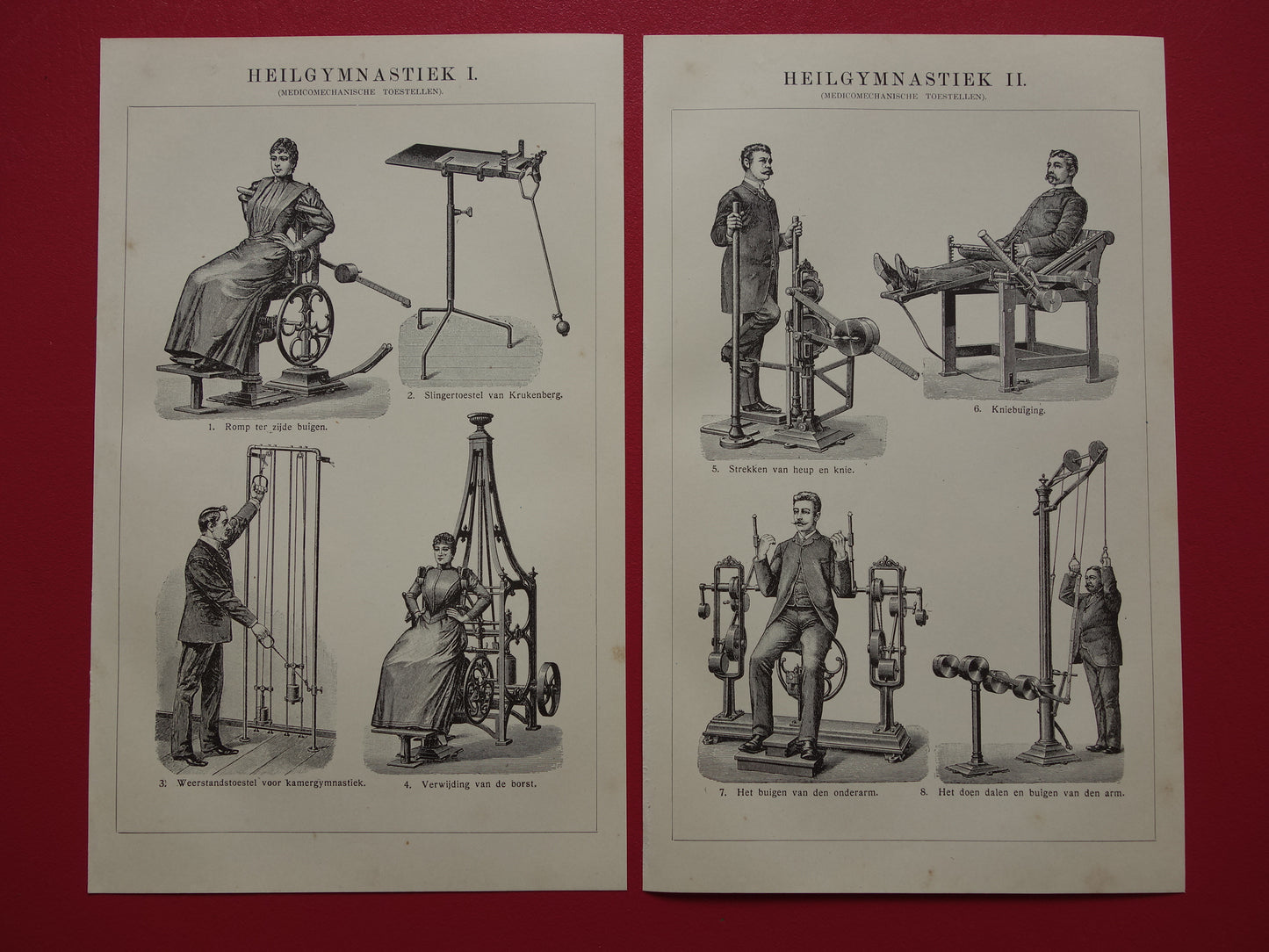 FITNESS oude prent uit het jaar 1908 van Fitness apparatuur originele antieke vintage prints sport apparaten