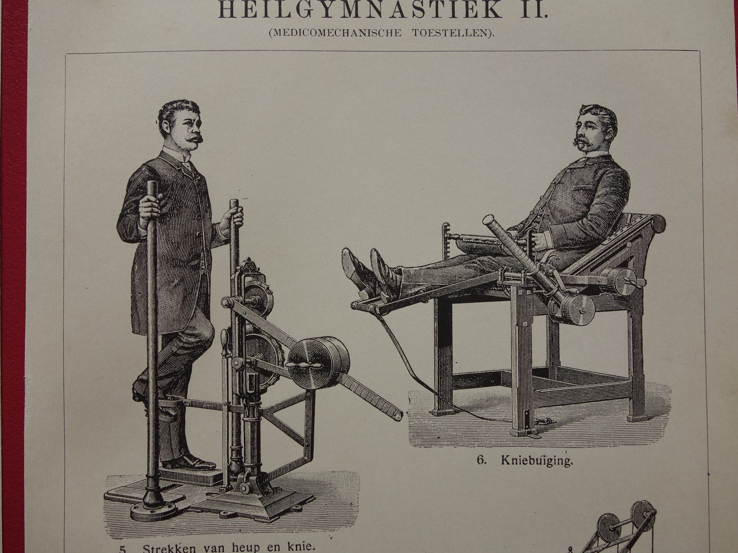 FITNESS oude prent uit het jaar 1908 van Fitness apparatuur originele antieke vintage prints sport apparaten