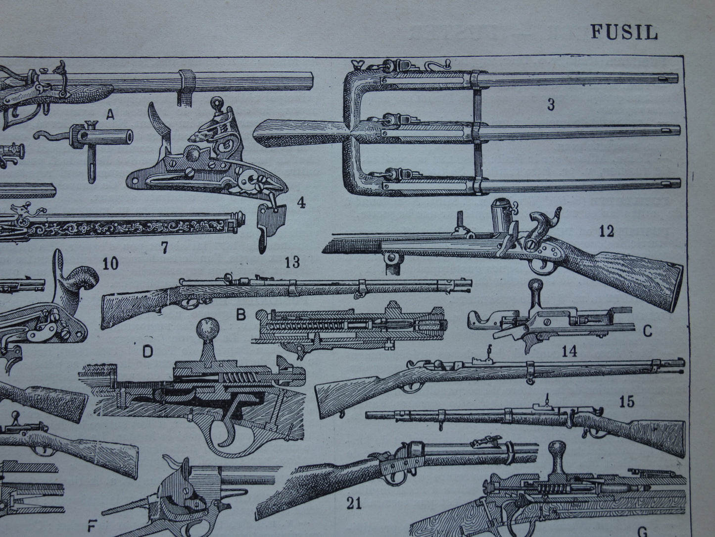 GEWEREN Antieke illustratie Pistolen Geschiedenis van Geweer Pistool  Oude vintage afbeelding prent