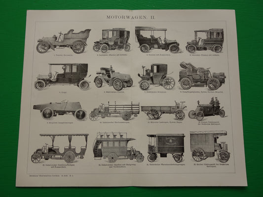 OLDTIMERS print van oude klassieke auto's 1905 originele vintage prent van Landaulet Dixi Limousine Sttoom Oldtimer technologie prints illustratie