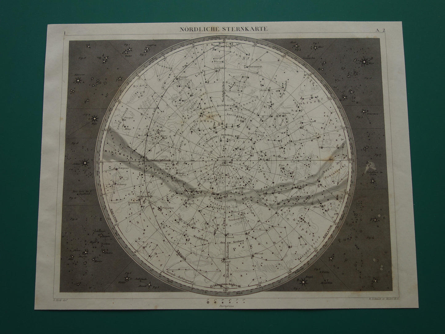 Oude Astronomie prent van de Noordelijke sterrenhemel 184