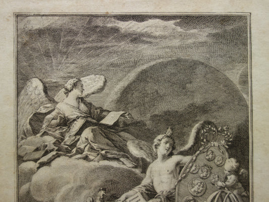 Geschiedenis van Rome oude prent uit 1798 Frontispice 'Abrege de l'histoire romaine' Originele antieke illustratie