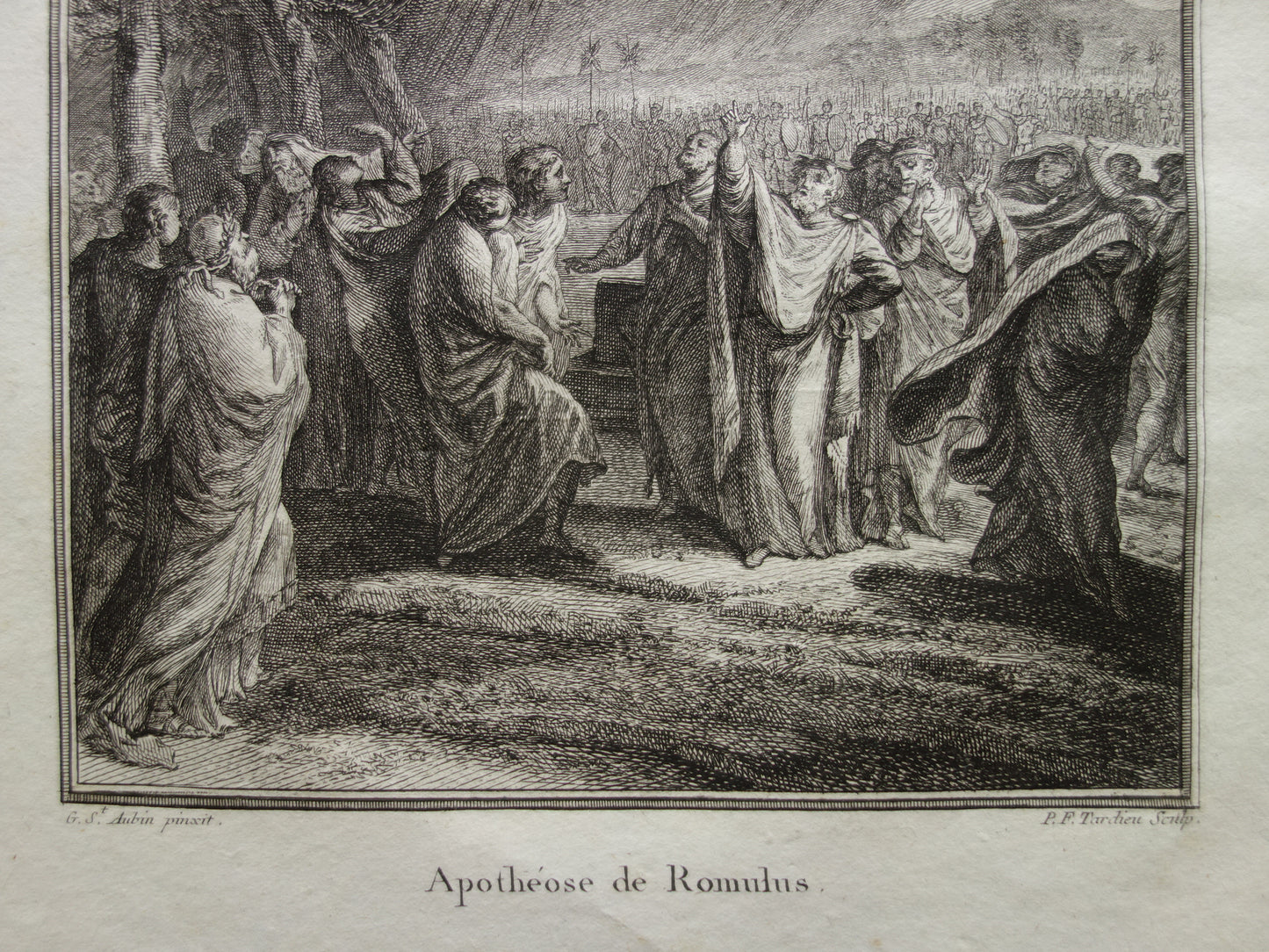 Geschiedenis van Rome oude prent uit 1798 Originele antieke illustratie de apotheose van Romulus vintage print Romeinse Mythologie